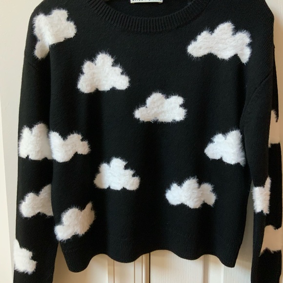 BEAUTIFUL BRAND NEW ALICE + OLIVIA GLEESON FUZZY CLOUD SWEATER IN BLACK & WHITE - Picture 3 of 16